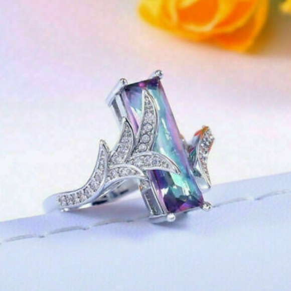 Rainbow Mystic Fire Topaz Ring - Picture 4 of 14